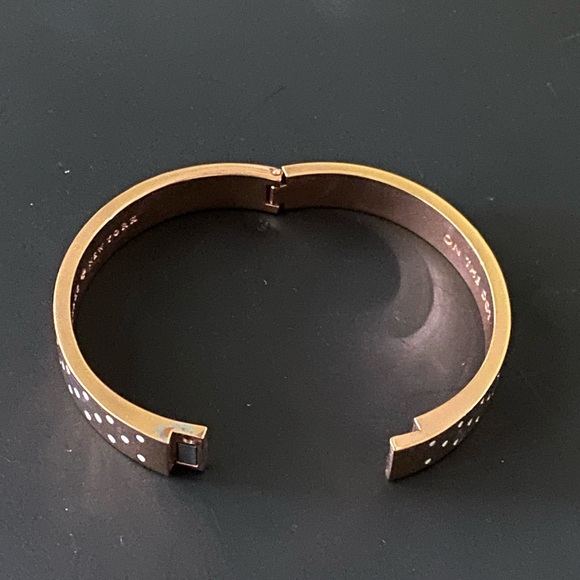 Kate Spade New York Authentic “On The Dot”White Polka Dots, Gold Brangle - Picture 5 of 12